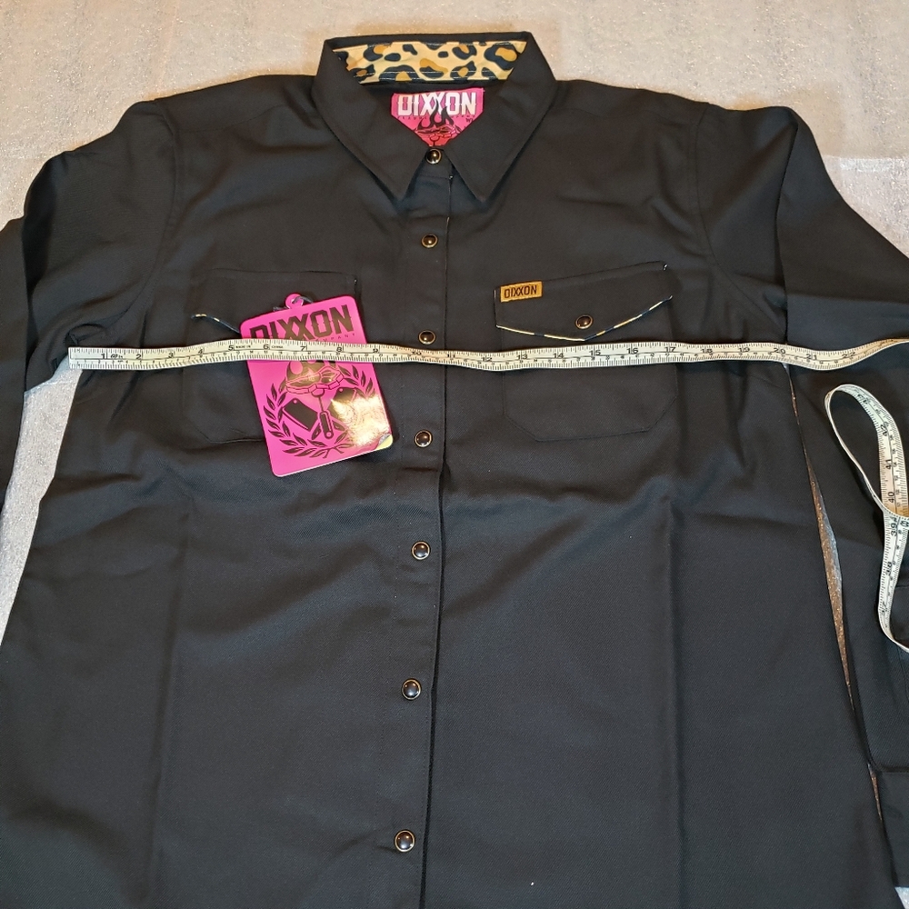 NWT DIXXON Women's Large Dinner Party Flannel Leopard Print Trim Pearl Snap - Picture 6 of 12